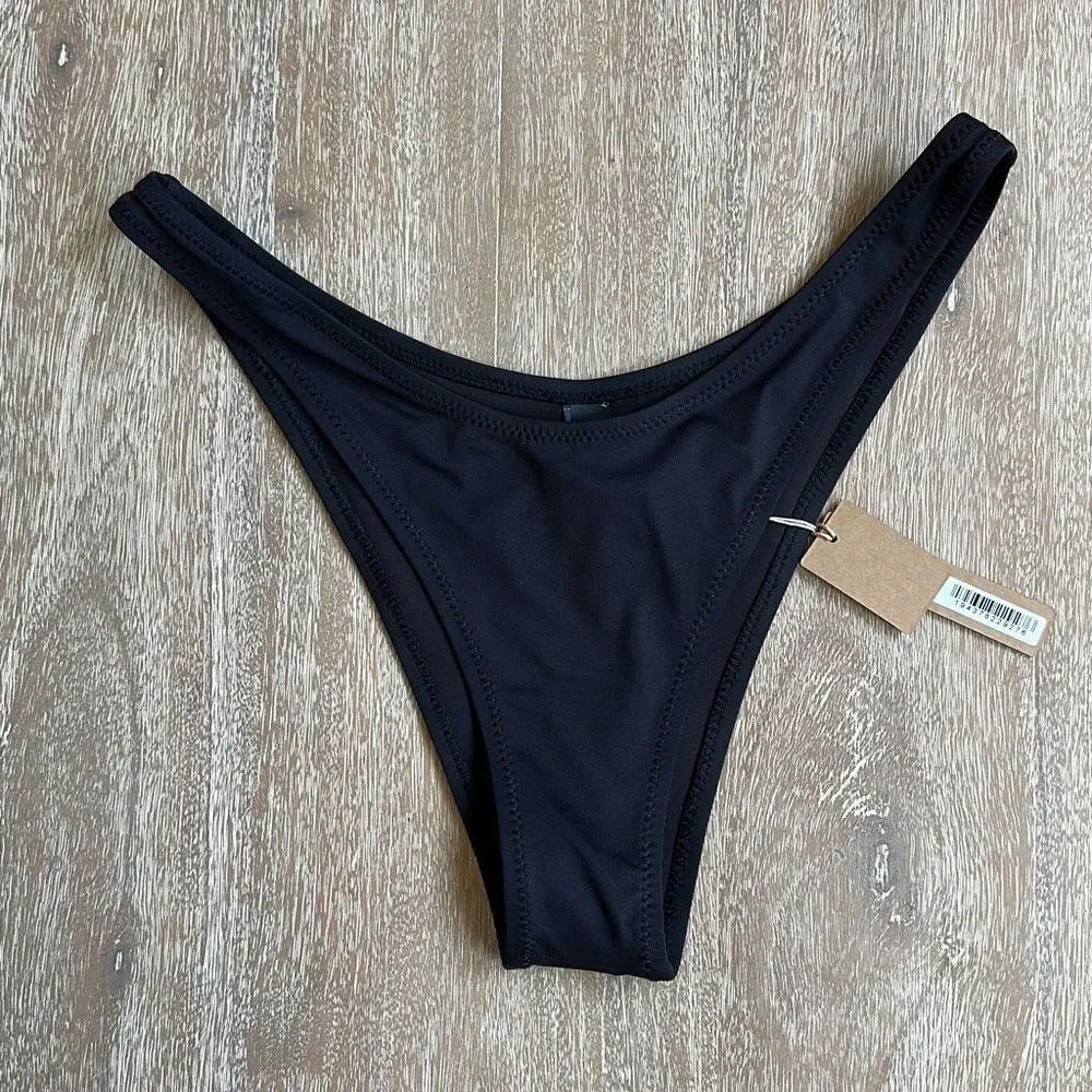 SKIMS Signature Swim Tank Bikini Top & Cheeky Tanga Onyx Size M